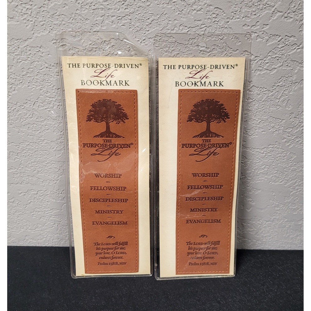 Inspirio "The Purpose-Driven Life" Bookmarks Tan Faux Leather (Lot of 2)